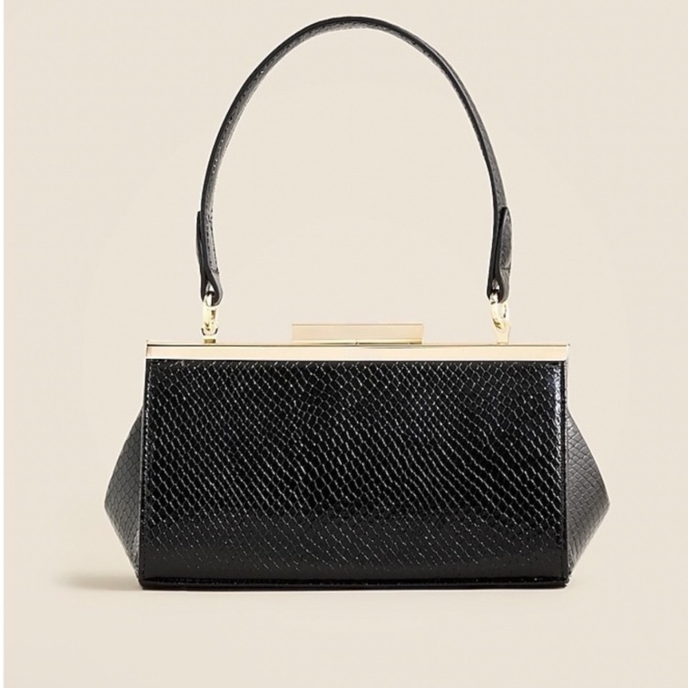 J Crew Structured three-in-one bag in crinkle Italian Leather Clutch Purse CB983